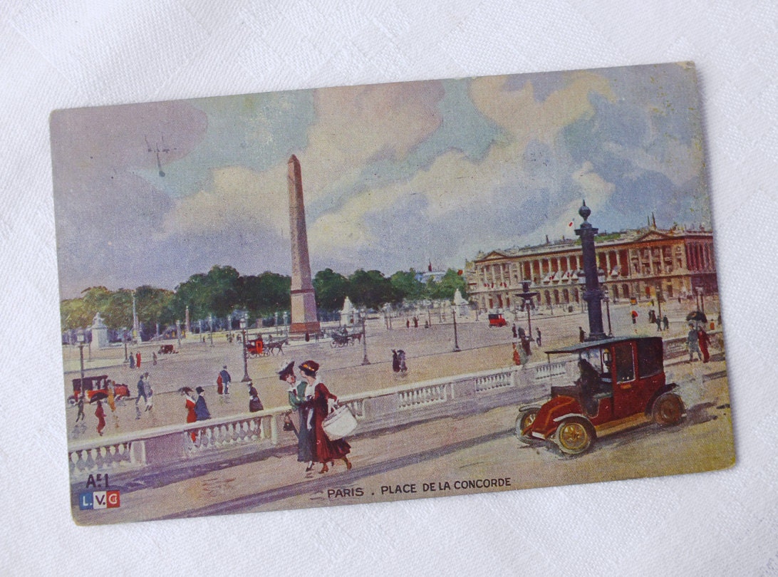 French Vintage Paris Postcard/Place de la Concorde Card Home Decor/Paris Souvenir Card/Antique Collectible Card