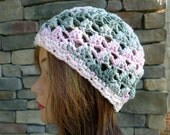 Another PERFECT Beanie - in 100% Eco Friendly Cotton Yarns - in Camo Pink Tones