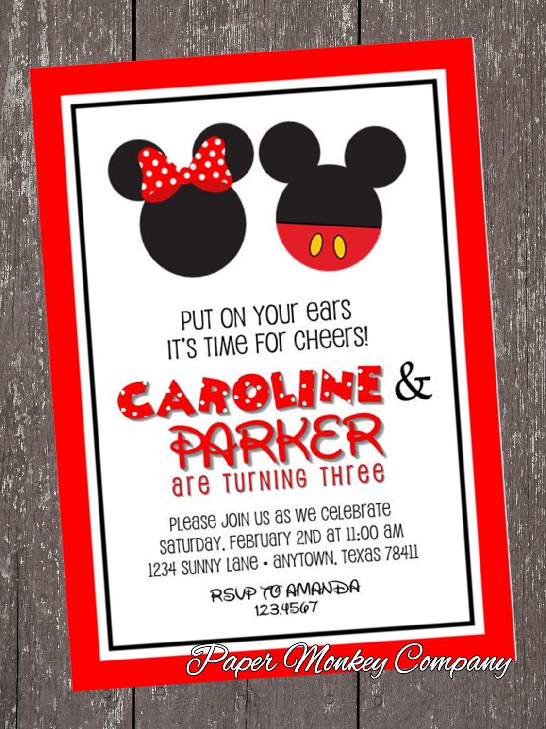 Mickey and Minnie Mouse Birthday Invitation Il_170x135