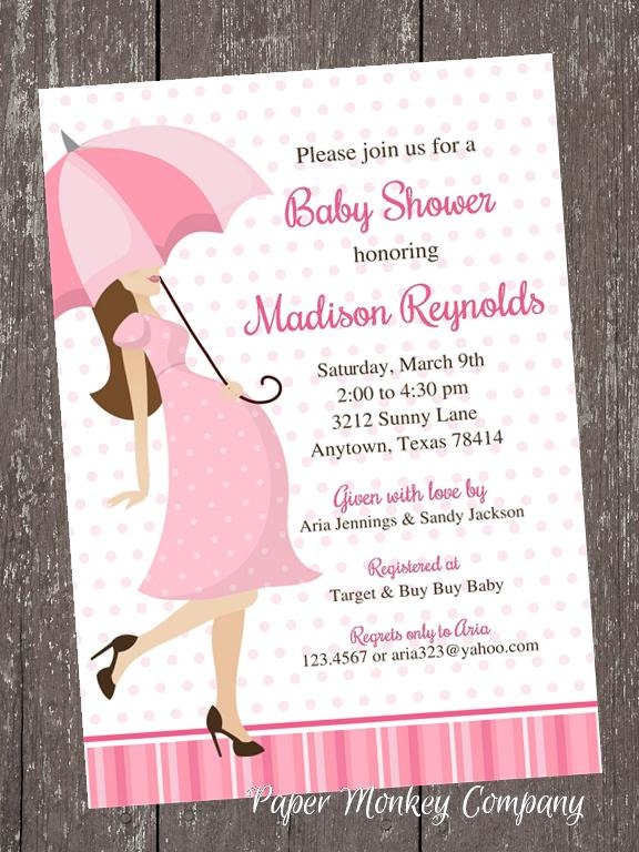 Baby Bump - Pink - Girl Theme - Baby Shower Invitation - 1.00 each with envelope Il_170x135