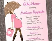 Baby Bump - Pink - Girl Theme - Baby Shower Invitation - 1.00 each with envelope Il_170x135