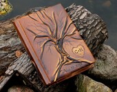 Custom leather wedding album Tree of life  Bridal Shower Anniversary Engagement with heart and initials