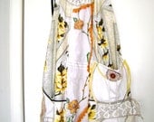 treasure hidden loot linen exsquisit hand stitched antique linen dress,yellow flowers, summer beach dress