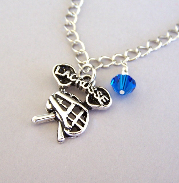 LaCrosse necklace or bracelet, LaCrosse charm necklace or Lacrosse charm bracelet, antiqued silver