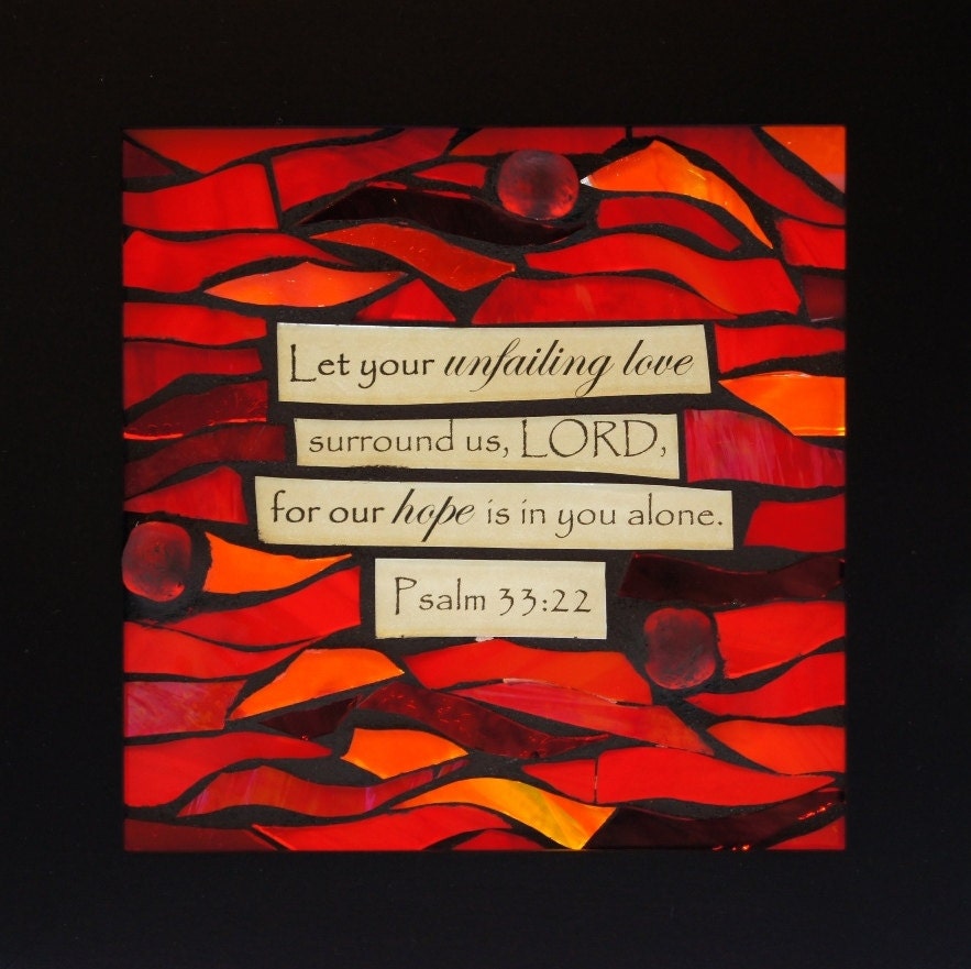 Glass Mosaic Scripture - Inspirational Art - Hope - Stained Glass Window - Faith Based Art