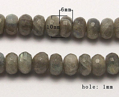 10 pc - AAA High Quality, Natural Labradorite, Faceted Rondelle Beads, 10x6mm