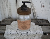 Liquid Soap Dispenser Granny's Old Time Washing Water Label, Primitive, Rustic