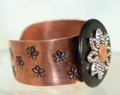 RING Copper hand forged stamped copper ring