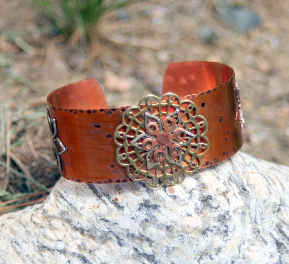 Cuff bracelet hand formed copper cuff bracelet