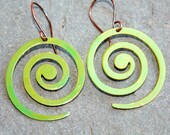 Vintage color earrings Painted Brass swirls