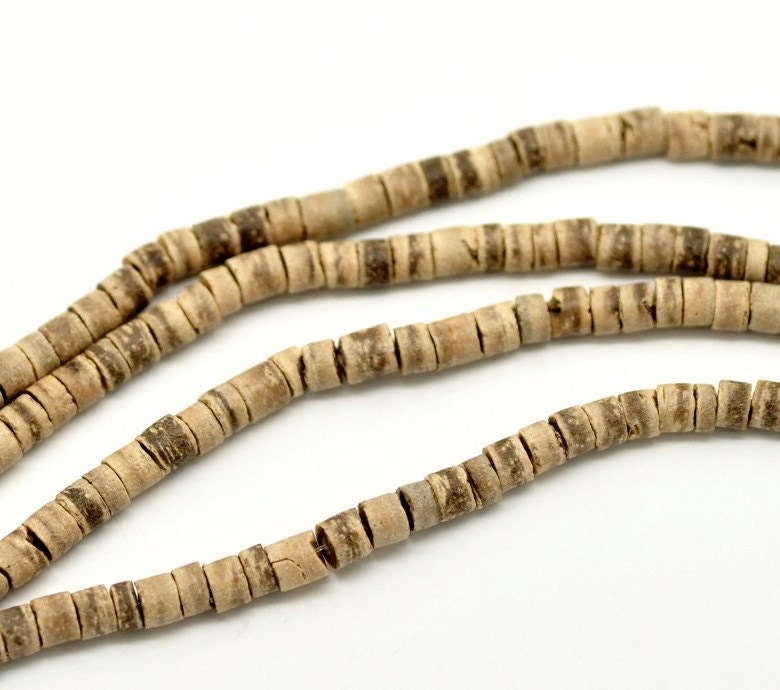 170 Natural beige coconut wood Beads - Donuts Rondelle Disk Beads 5mm