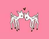 Crafting Stamp - Rubber Stamp - Deers in Love Stamp - A117