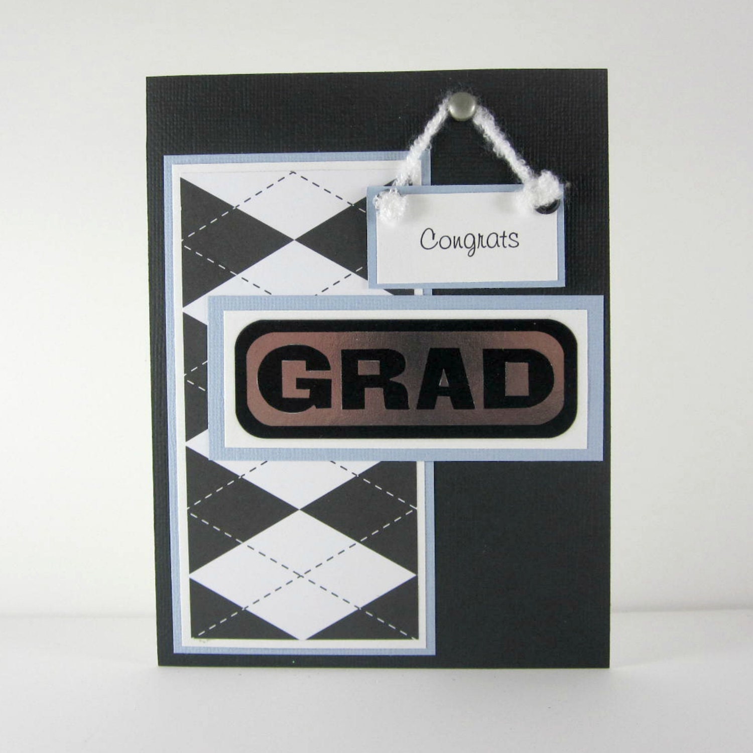 Graduation card, congratulations on your graduation, grad, college, high school, black white