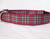 Scottish Stewart Tartan Dog Collar -- Large