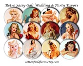 Retro Sassy Gals 2.25 Inch Mirrors for Showers, Wedding, Birthday or Bachelorette Party Favors Set of 12