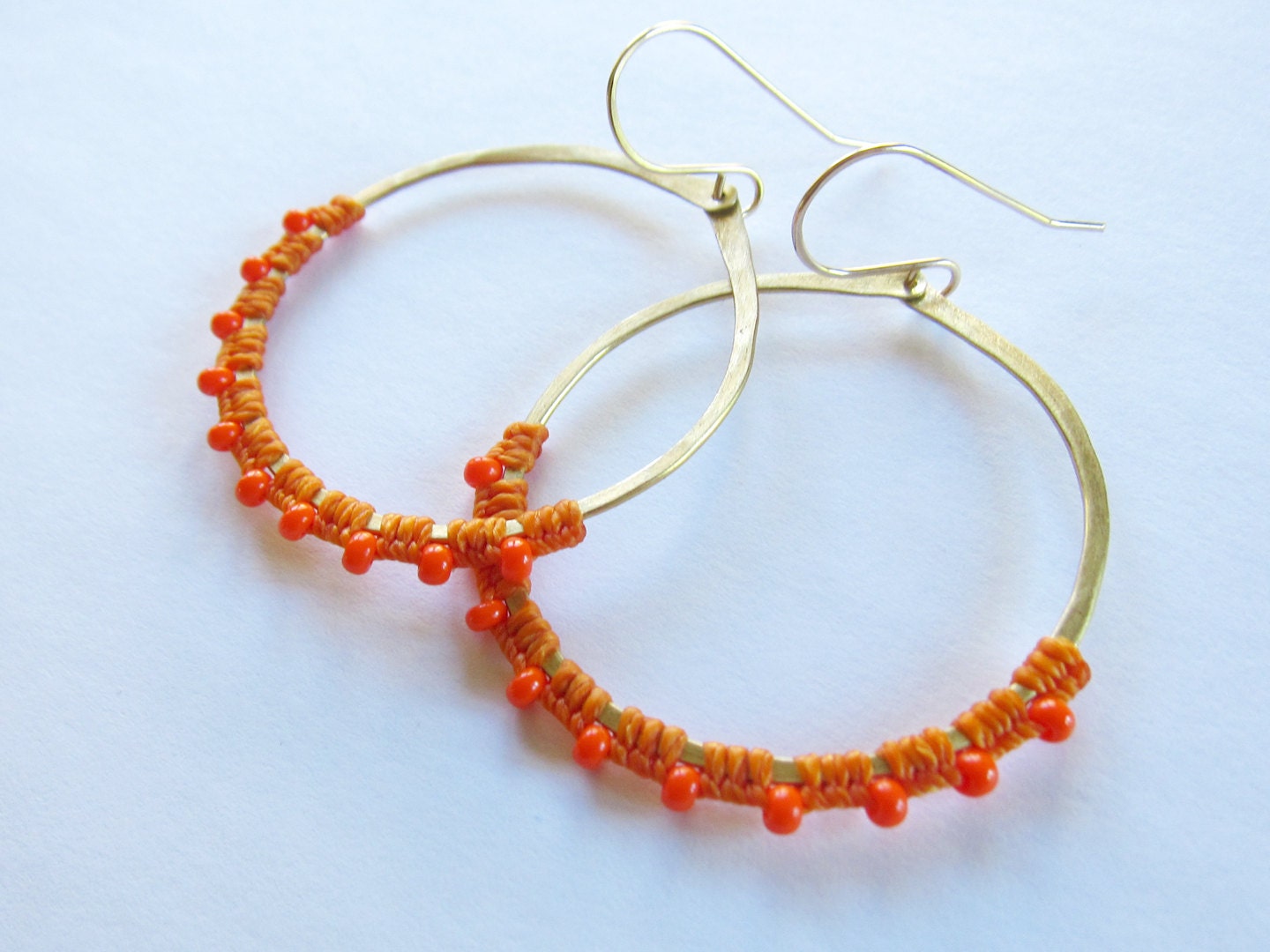 Full Moon Rising Hoops in orange and orange