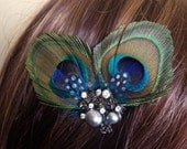 Taylor Peacock Feather and Vintage Pendant Fascinator