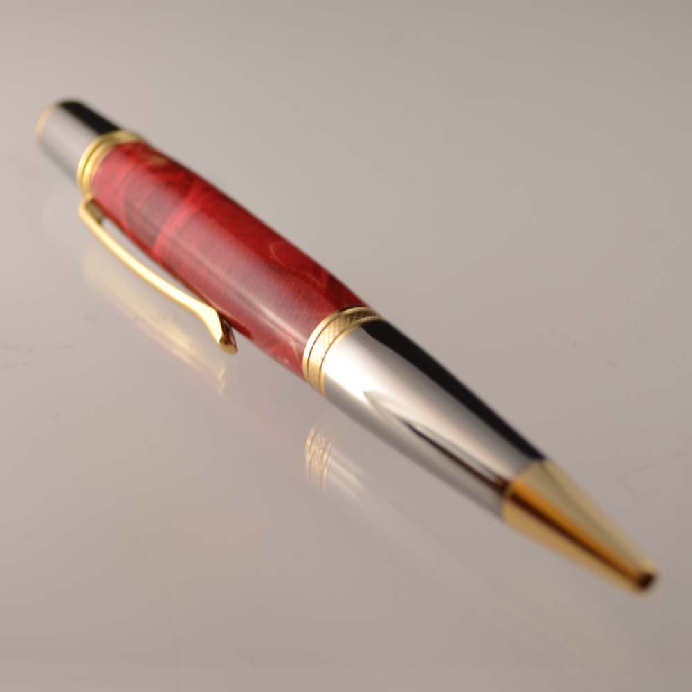 Red Box Elder Burl Sierra Ballpoint Pen - Handcrafted Wooden Pen