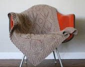 Hand Knit Eyelet Pattern Blanket or Throw for Baby and Child in Washable Wool