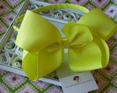 NEW ITEM----Hair Bow U-Shape Headband-----Neon Yellow