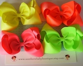 NEW ITEM----Simple X-Large 5.5 Inch Hair Bow Lot----NEON