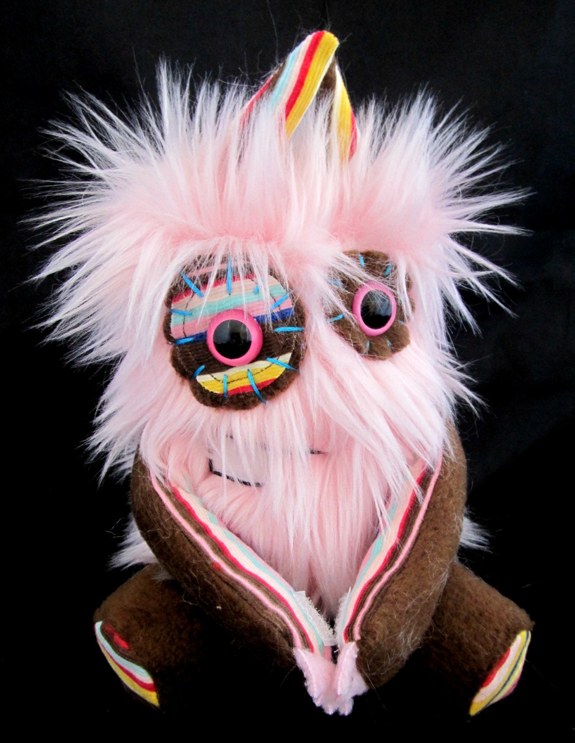 Plush Monster Mini (Soft Pink) handmade one of a kind stuffed doll plushie