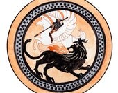Bellerophon and Pegasus - 8x8 Ancient greek style inspired print