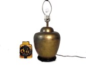 70s Brass Lamp. Chinoiserie Style. Vintage Table lamp