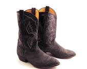 Shark Cowboy Boots Vintage 1980s Men's Tony Lama Leather Shaved Boots Men's size 13