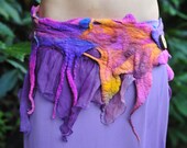 Nuno Felted Melted Pastel Coloured Rainbow Pointy Holey Pixie Fairy Silk Chiffon Mini Belt Tu Tu OOAK