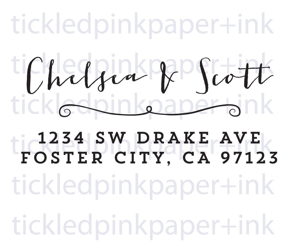 Custom formal calligraphy return address stamp
