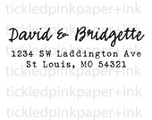 Custom casual calligraphy return address stamp