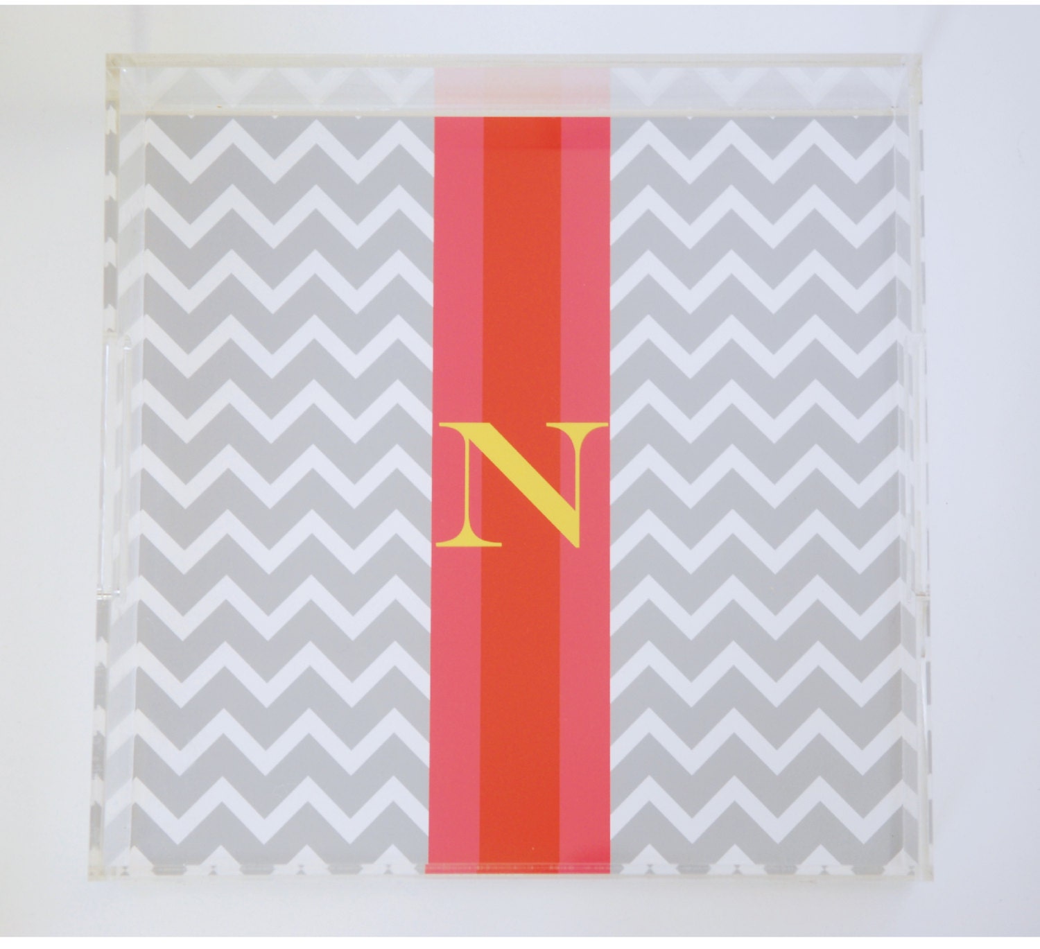 Personalized Lucite Tray - CHEVRON Collection - you pick colors