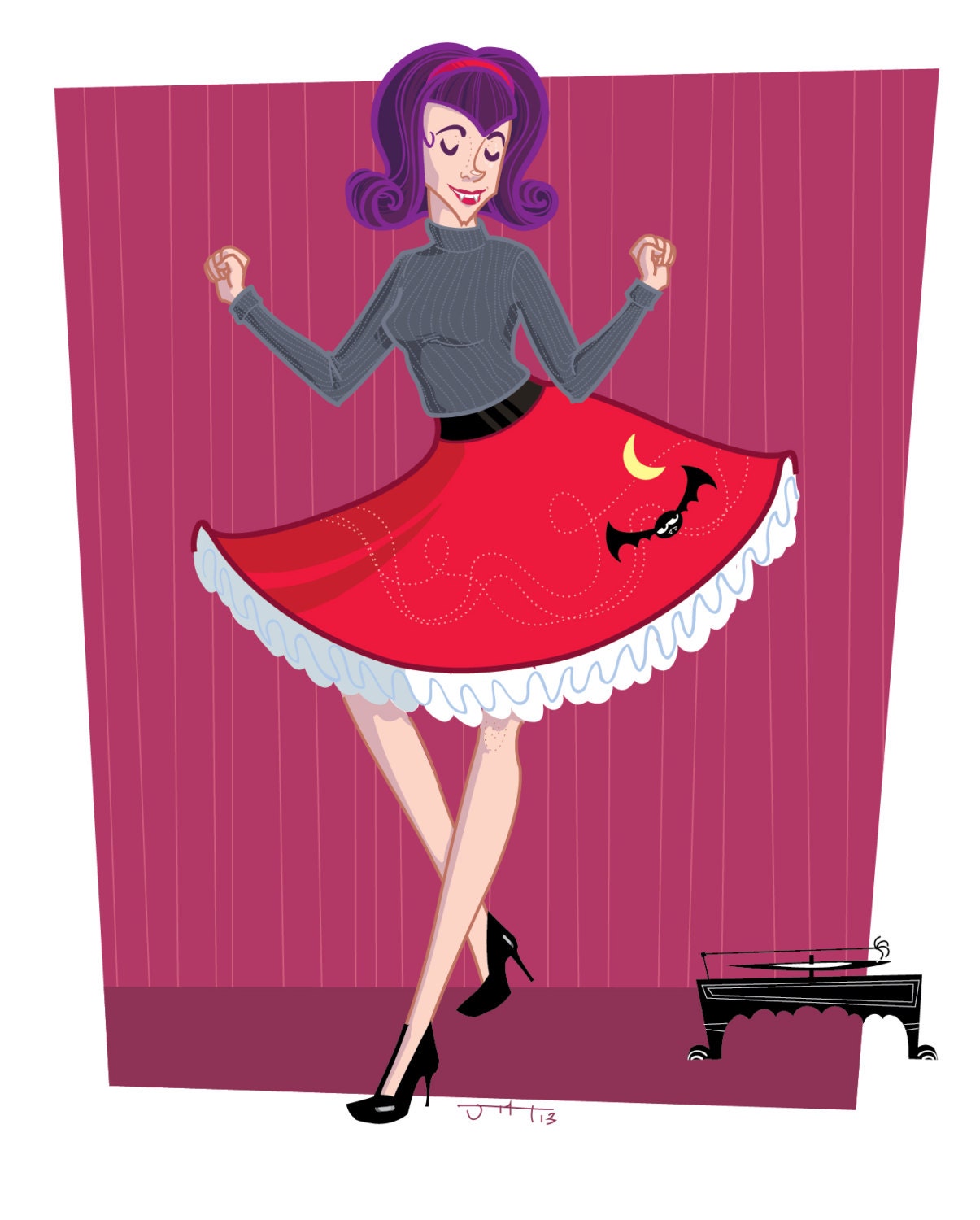 Teenybopper Vamp 8x10 in Art Print 1950s Monster Girl