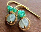 Prehnite and green onyx earrings - Spring Time