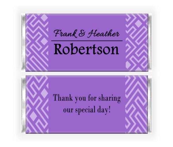 Wedding Purple Maze Candy Bar Wrappers -  Personalized Printable PDF File