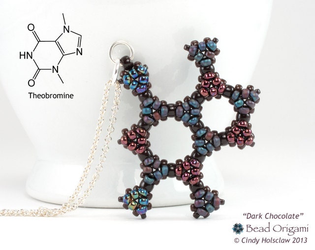 Handcrafted Dark Chocolate Molecule Beaded Pendant