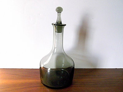 Vintage Midcentury "Rhapsody" Smoke Green Glass Decanter, Sven Palmqvist