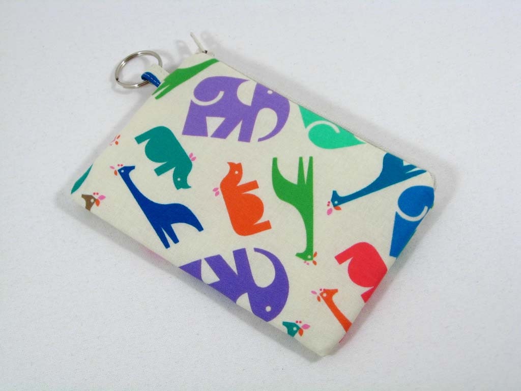 Safari Animals coin purse zipper purse iPod holder cell phone purse with key ring
