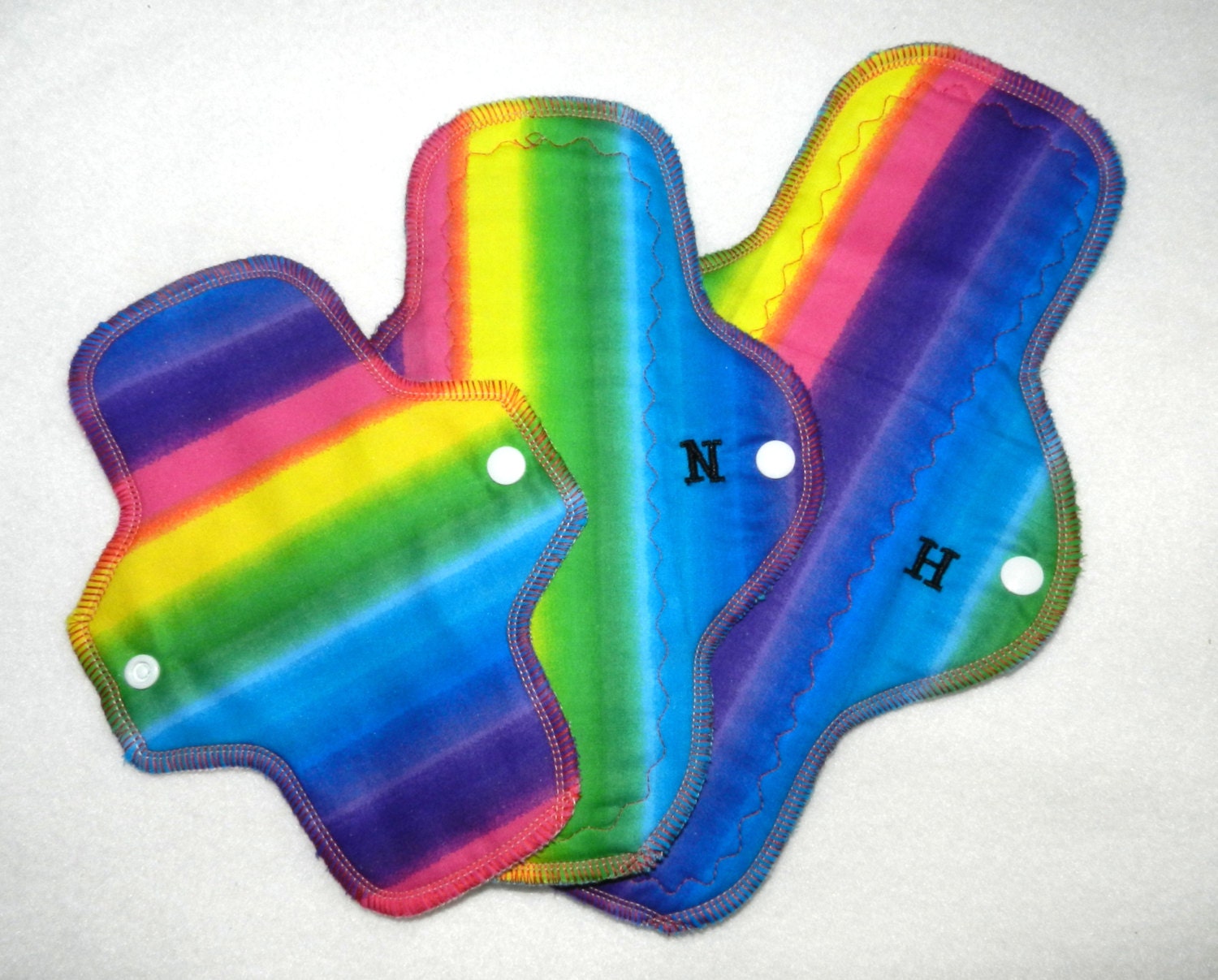 Set of 3 Cloth Pads Trial Pack by MotherMoonPads (8 Inch Pantyliner, 10 Inch Normal Flow, 12 Inch Heavy Flow)