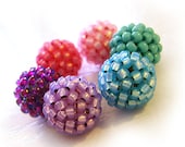 Glass Beadwork  Berry Beads in Purple , Blue and Pink colors - 9mm
