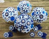 Complete Button and Felt Bouquets and Boutonnieres Set. You choose colors. Alternative Wedding Bouquets