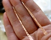 Memorial Day SALE Long hammered ark  ear wire in copper or bronze with sterling ear wires