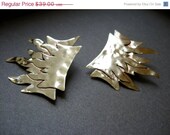 Memorial Day SALE Double Flame post earrings in copper, bronze or two tone copper/bronze on sterling posts
