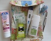 Clearance Sale - Medium Ouch Pouch First Aid Diaper Bag Organizer Baby Shower Nursery Gift ( 5x7 Nighty Night Owl Fabric) Clear Front Pocket