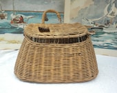 vintage creel basket, wicker basket, vintage home decor