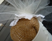 PARIS ROMANTIC PINCUSHION Upcycled White on White and Burlap Adorable Weddings