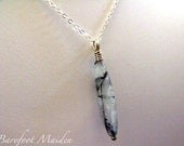 Iced Shard Necklace / Faceted Tourmalated Quartz, Black Onyx, Sterling, Natural Gemstone, Bridal