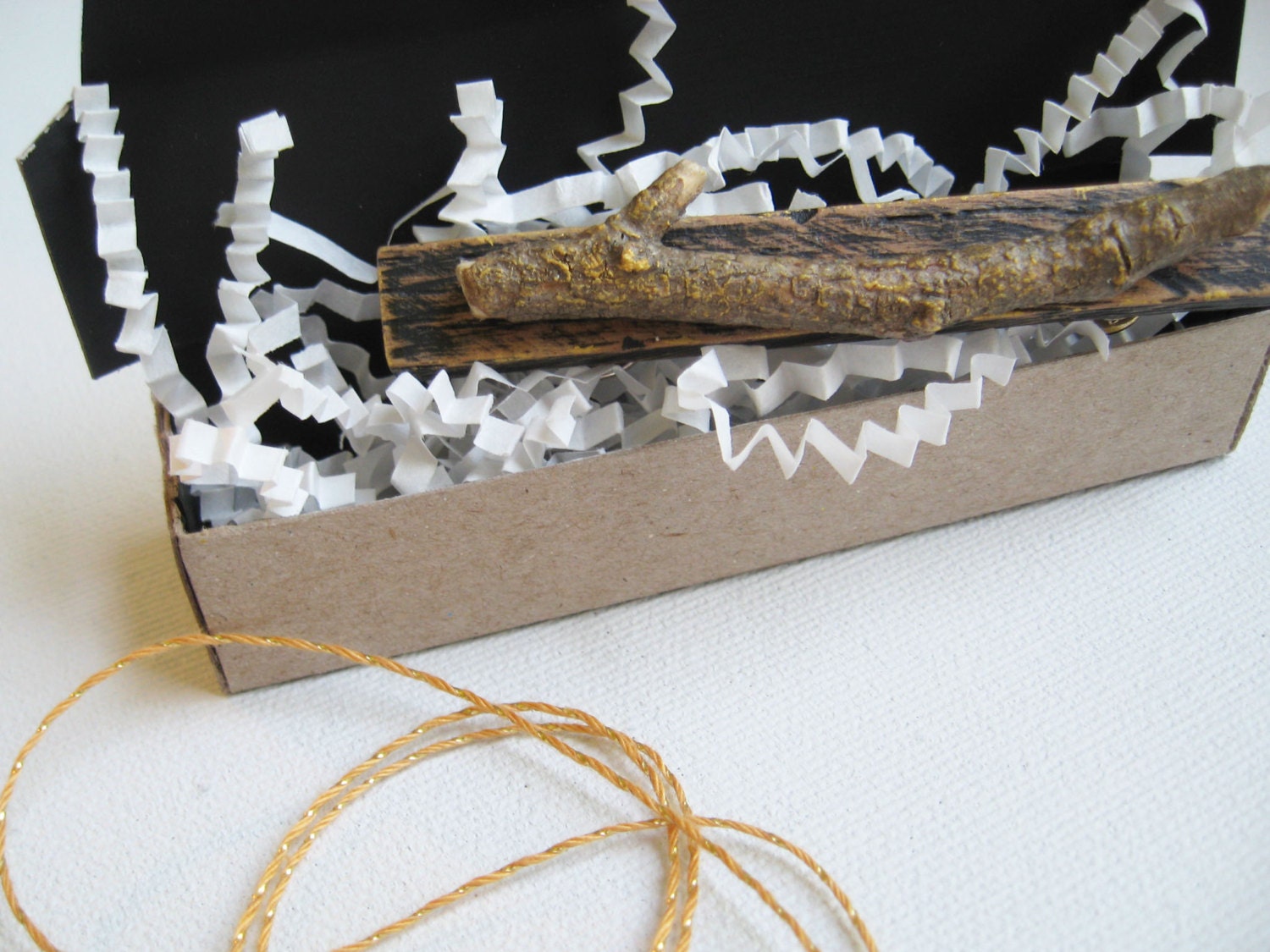 Twig Art  Brooch Natural Stick Pin Wood Brooch