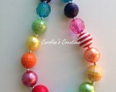 Rainbow Sherbert Colorful Girl's Chunky Necklace B4G1 Free